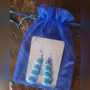 Long turquoise n silver tone earrings. NWOT